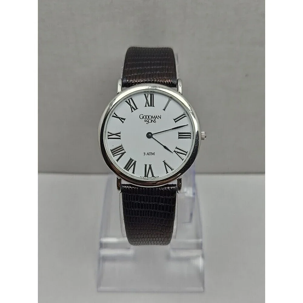 Goodman And Sons Quartz Dress Watch Roman Numerals Stainless Steel New Battery